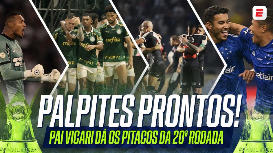 Botafogo vencendo e parte de baixo movimentada: os palpites do 'Pai Vicari' para a 20ª rodada do Brasileirão