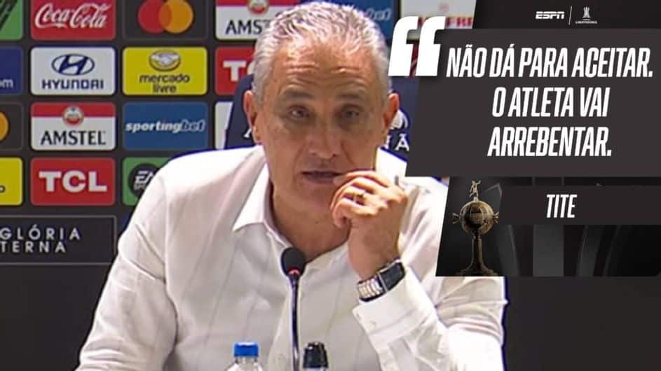 Tite detona calendário do Flamengo, diz que atletas 'vão arrebentar' e ironiza sindicato: 'Não adianta me dar balinha doce'