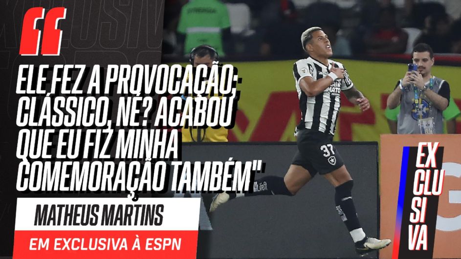 Resposta a Bruno Henrique? Matheus Martins, do Botafogo, diz por que comemorou gol contra o Flamengo 'à la cheirinho'