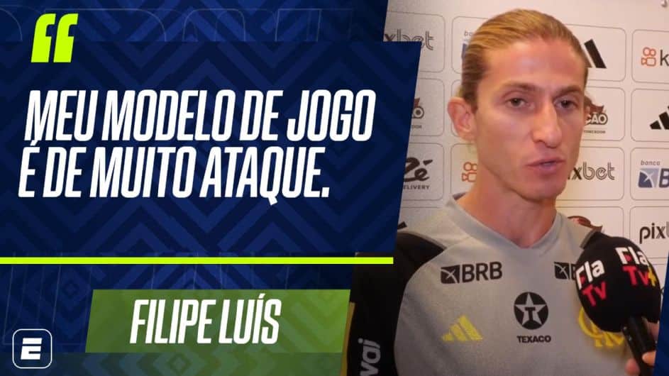 Filipe Luis explica como será o seu Flamengo e diz que tem ideia diferente de Tite: 'Eu peco por não ter medo'