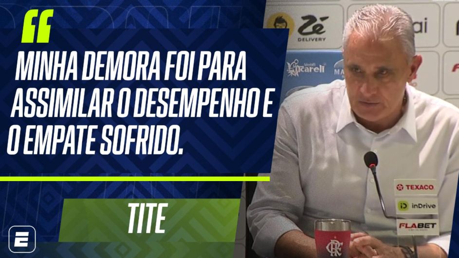 Tite diz que empate com Vasco é 'difícil de absorver' e reclama de critérios de árbitro: 'O Claus me confunde'