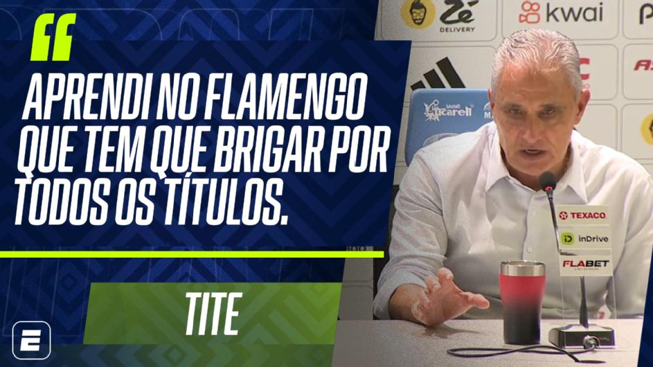 Tite diz o que aprendeu no Flamengo e brinca sobre poupar time: 'Vou colocar meu emprego em risco? Não sou maluco'