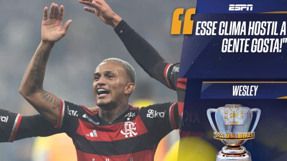 Wesley provoca Matheuzinho após classificação do Flamengo: 'Esse é o clima hostil que a gente gosta'