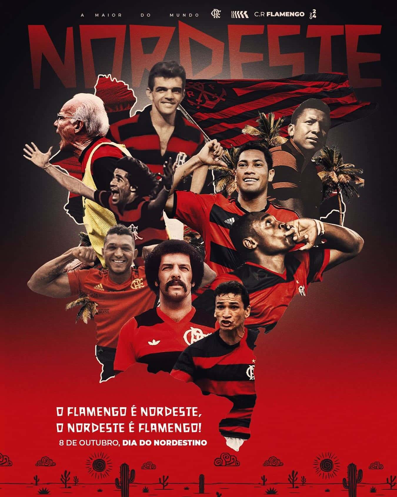 Flamengo celebra ídolos históricos do clube que nasceram no Nordeste - confira