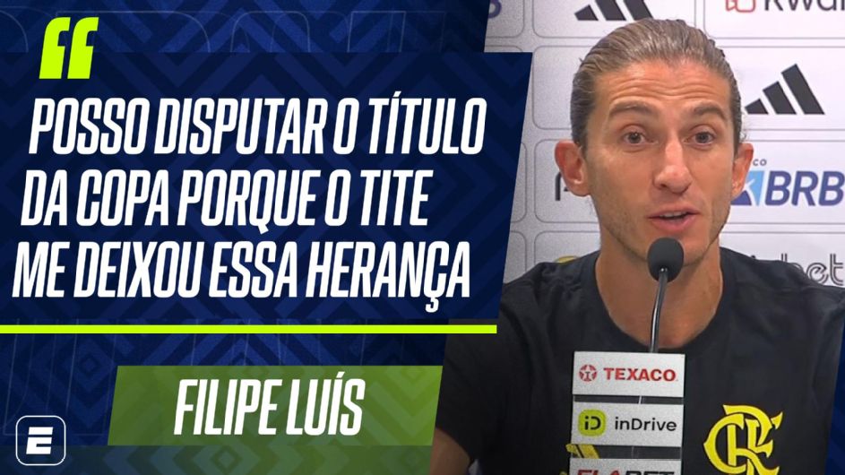 Filipe Luís diz que é fissurado por títulos e credita Tite antes de final pelo Flamengo: 'Me deixou com essa herança'