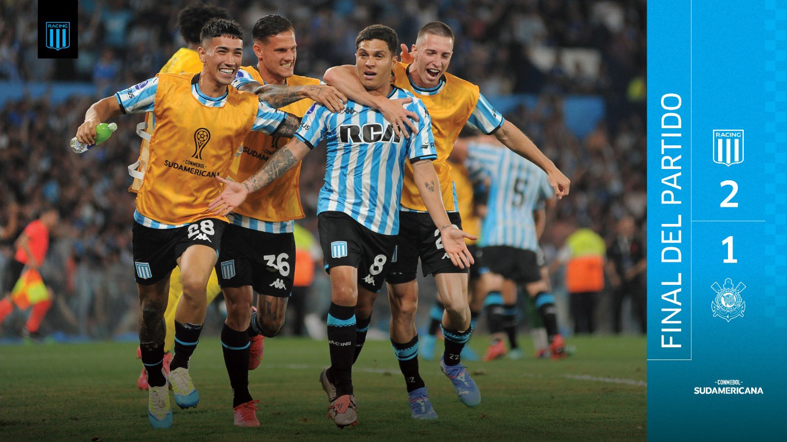 Racing vira pra cima do Corinthians e garante vaga na final da Sul-Americana